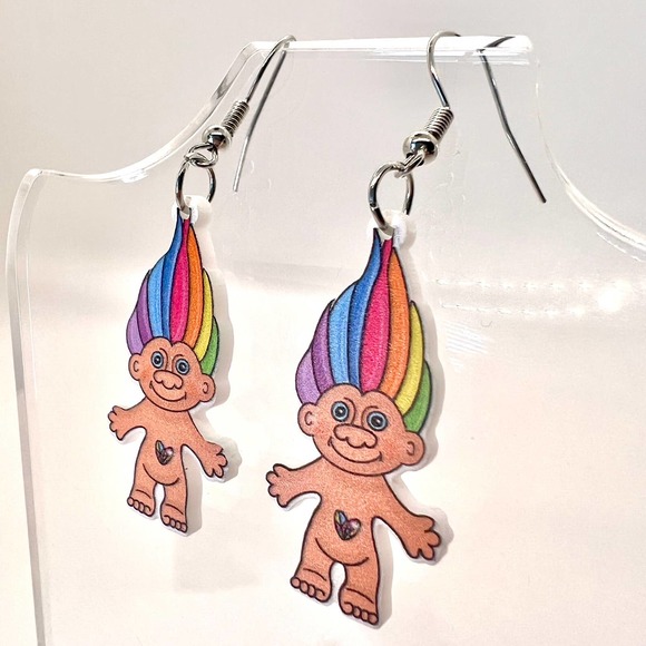 Troll Earrings - Trollies - Retro Earrings - Vintage Earrings - Toy Earrings - Picture 5 of 8